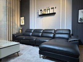 Ghế Sofa Da Bò Thật Hiên Đai Sang Trong màu đen đẳng cấp