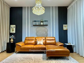 Ghế Sofa Góc L Bọc Da Bò Thật Sang Trọng