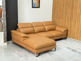Góc L Da bò thật mtx 2,6x1,7 màu vàng da bò mẫu hiện đại 