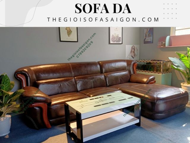 sofa da phòng khách bọc da bò nhập khẩu