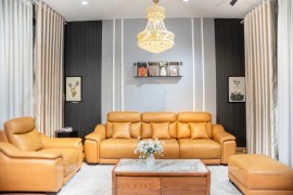 Bô Ghế Sofa Da Bò Thật Chỉnh Điện Sang Trọng Hiện Đại Cao Cấp
